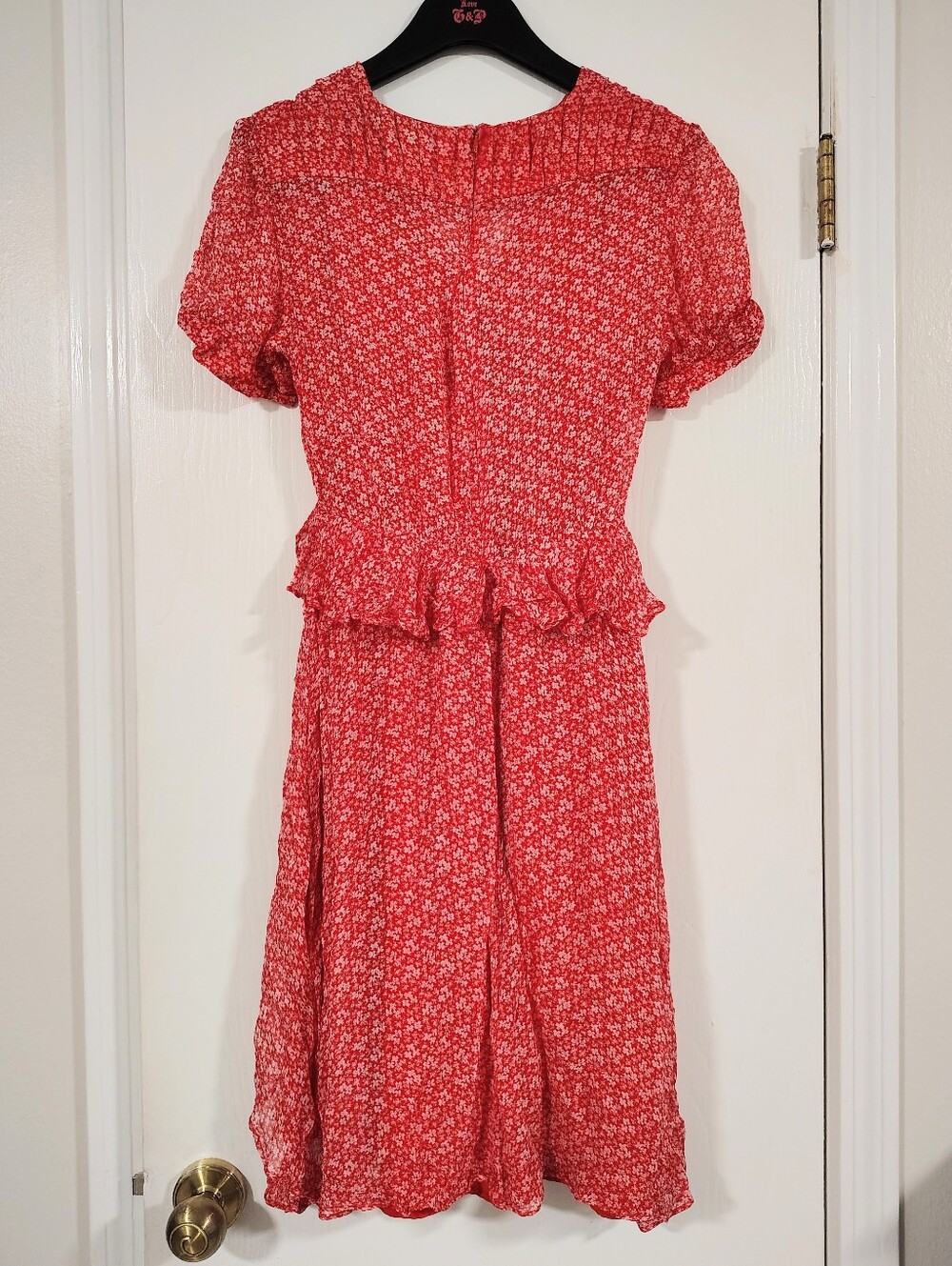 The Kooples Red Ditsy Floral Mini Dress Women's Large Coquette Scandigirl Preppy - Picture 8 of 12
